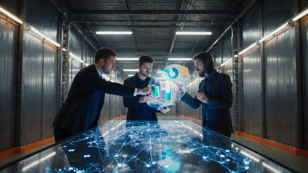 Top e‑commerce specialists discussing logistics, data, and marketplace strategy in a high‑tech hub.