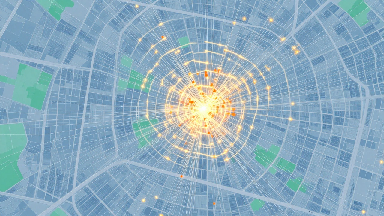 Map graphic showing how high route density improves delivery efficiency and speed.