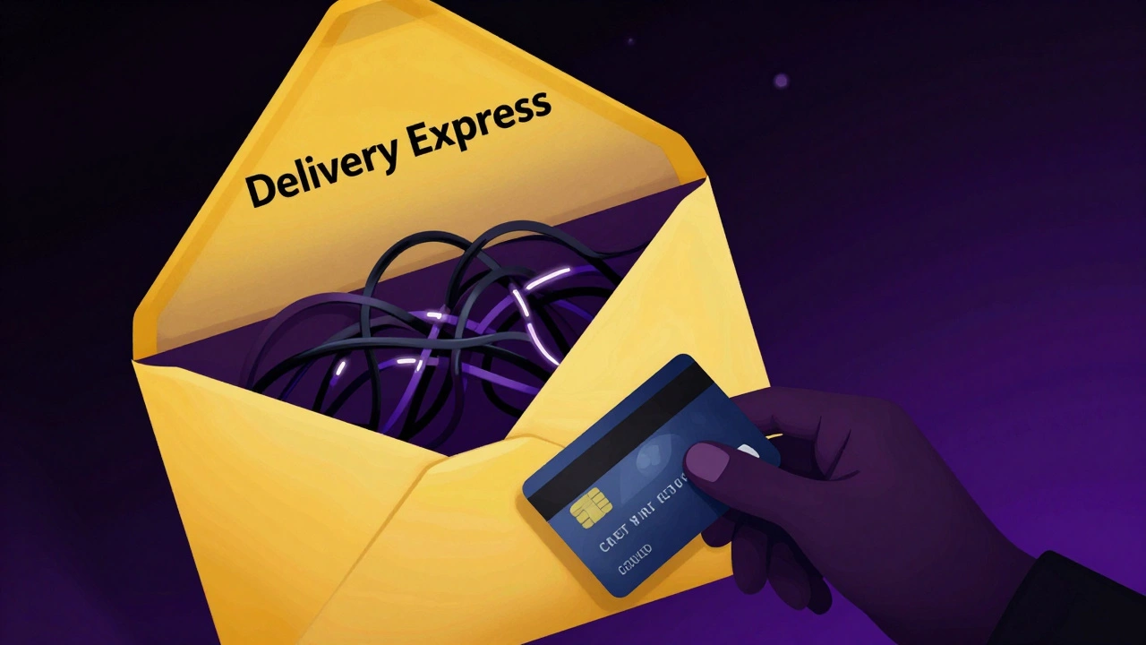 Digital art metaphor showing phishing scams stealing payment data