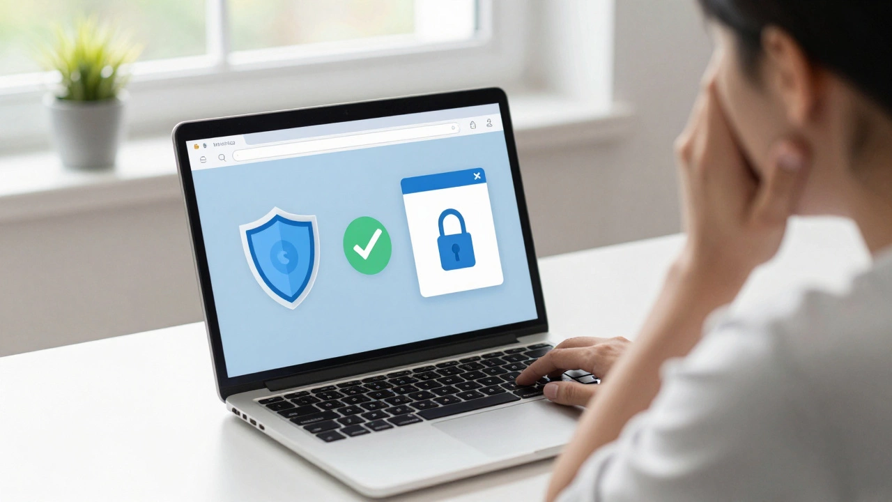 Person securely verifying package details on a laptop computer