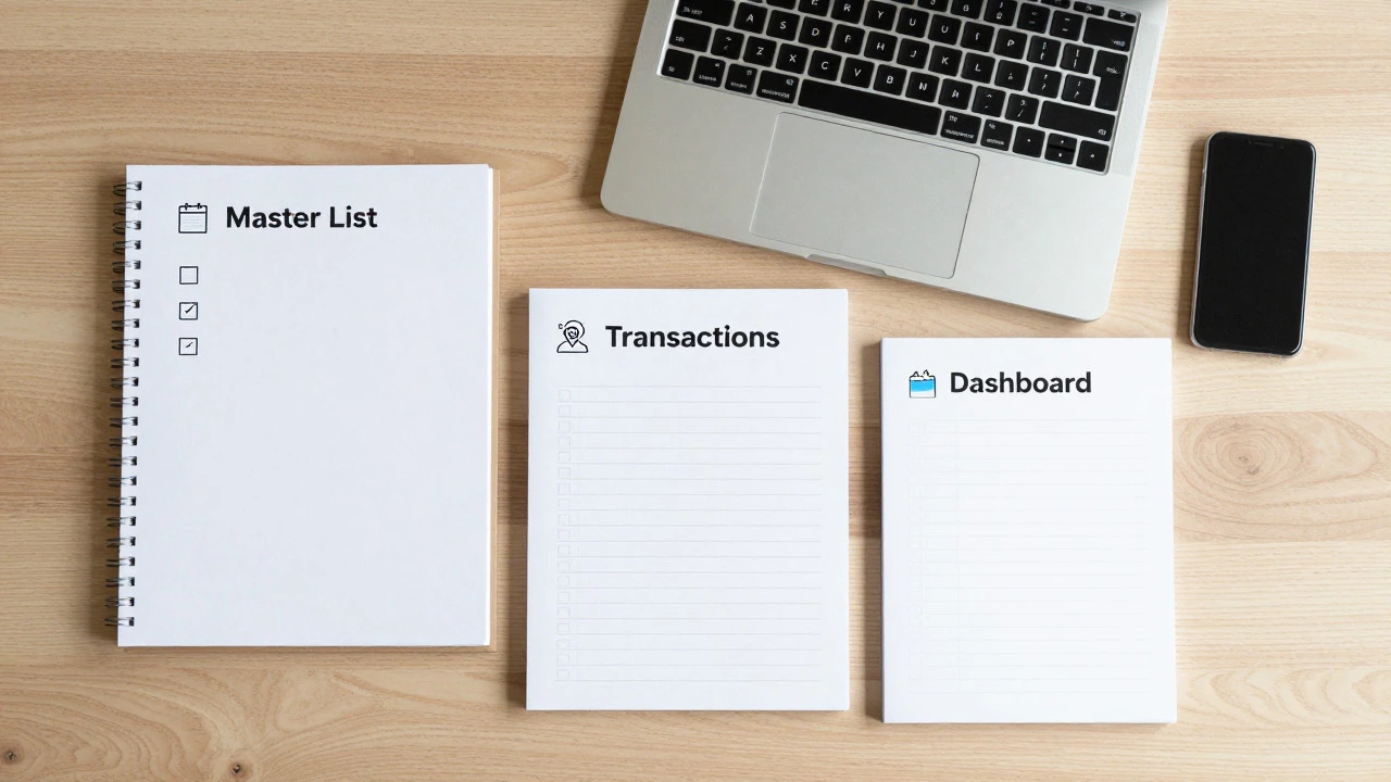 Organized desk with notebooks representing structured inventory data